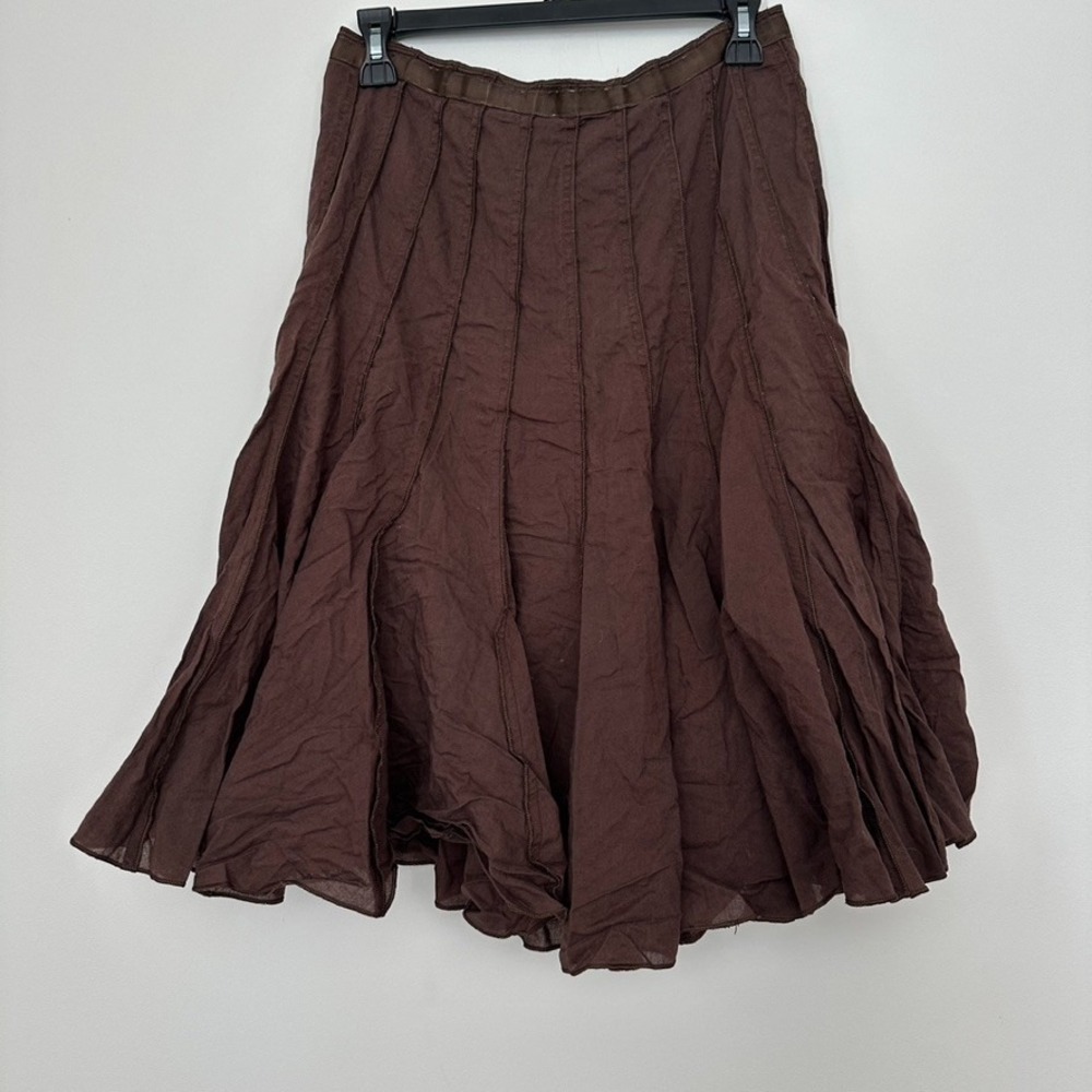 Vintage Focus Flare Skirt 8P Brown‎ Grunge Earthy Crinkle Lagen Whimsy Boho